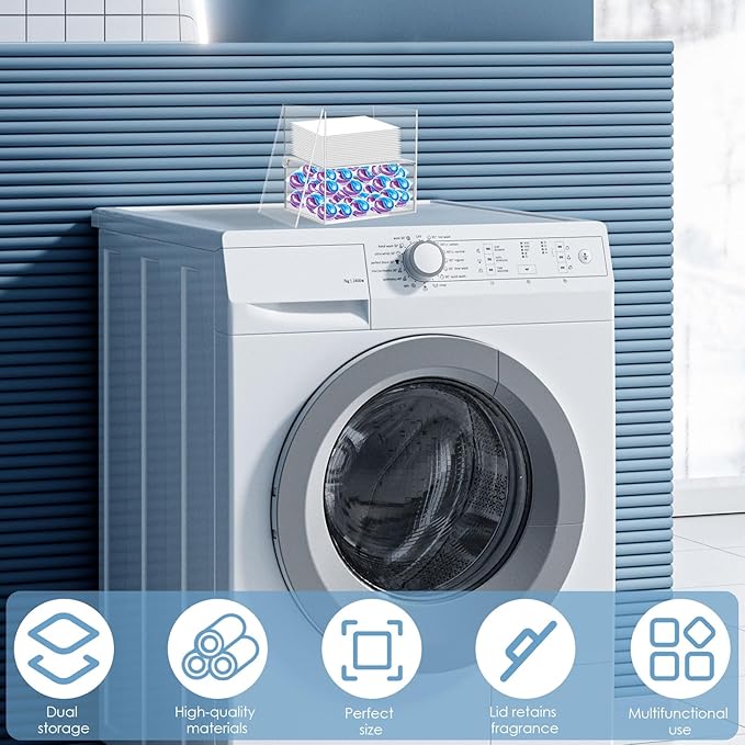 Acrylic Laundry Bead Storage Box, Dryer Sheet Holder, Acrylic Dryer Sheet Container Box for Laundry Room Organization