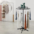 Rotatable Round Garment Rack, Floor Standing Iron clothes Hanging Rack with Topper, Suitable for Large Shopping Malls Retail, Clothes Boutique Display Laundry Rooms Multi-Purpose Hanging (Black)