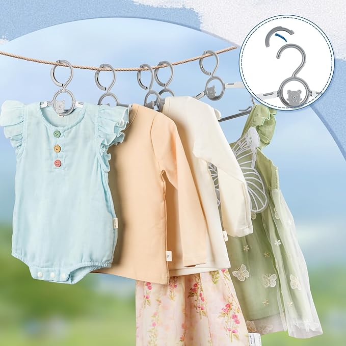 Baby Hangers for Closet Adjustable, Extendable & Stackable Kids Hangers, 11~14inch Non-Slip Plastic Kid Hangeres, Toddler Hangeres for Infant Baby Toddler Children Nursery Teen, Gray, 100PCS
