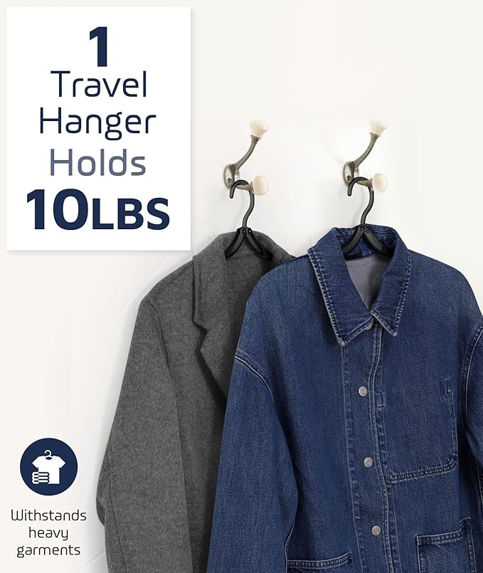 30 Pcs Travel Hangers, Cruise Ship Essentials Foldable Plastic Hangers Travel Essentials, Portable Cruises Must Haves 2026, for Suitcase, RV Camping Airplane Europe Vacation Essential, Black