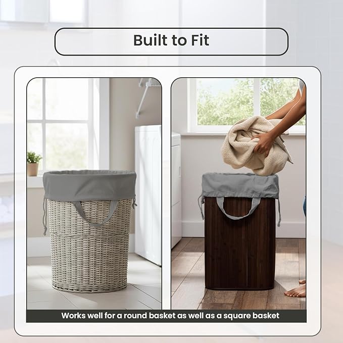 LFH Home Large Premium 1pack Cotton Canvas Laundry Bag with Drawstring and Handles Heavy Duty, Multi-Use, Washable for Home, Travel, College or Storage 18x26 -Grey