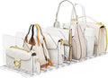 Bag & Purse Organizer for Closet, 2 Sets Adjustable Clear Handbag Storage Shelf, Plastic Clutch Dividers for Closet Organizers and Storage-Keep Purses upright (2 Sets)