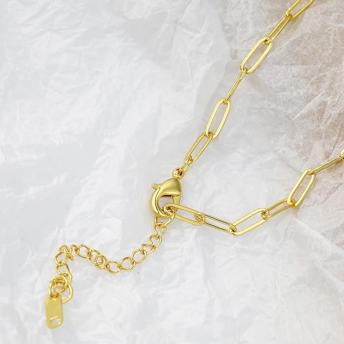 Chunky Gold Necklace for Women Gold Evil Eye Cowboy Pendant Necklace Dainty Paperclip Chain Vintage Luck Amulet Choker Necklaces Celestial Jewelry Gift