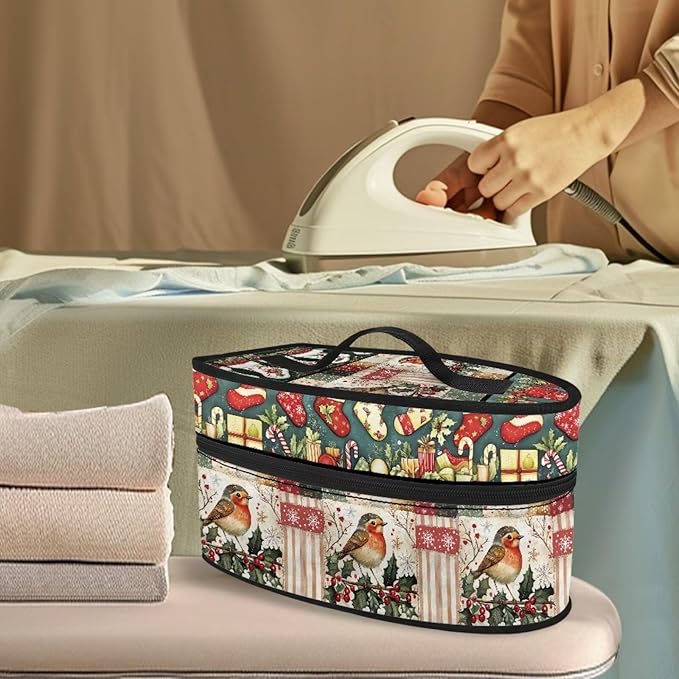Christmas Iron Storage Bag Universal for Most Iron Lightweight Easy to Carry Steam Iron Storage Case for Travel or Storage, Gift Socks Bird