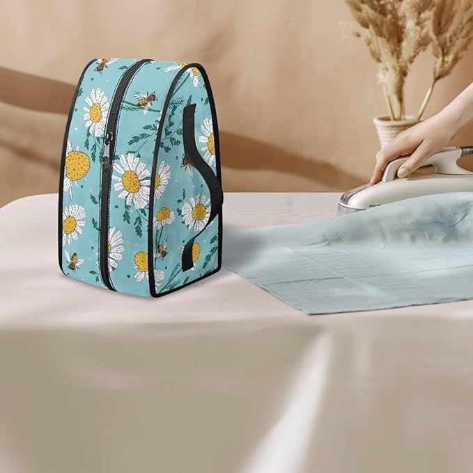 Daisy Flower Portable Iron Storage Bag Dustproof Bags for Travel Mini Steam Iron Universal for Most Iron Home Decoration,Easy to Carry(Bag Only)