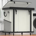 230L (60 Gal) Large Fashion Laundry Basket with Wheels, Leather Patchwork Laundry Sorter 3 Section, Sturdy Metal Frame, Removable Washable Bag, Tall Clothes Sorter for Bedroom - Beige