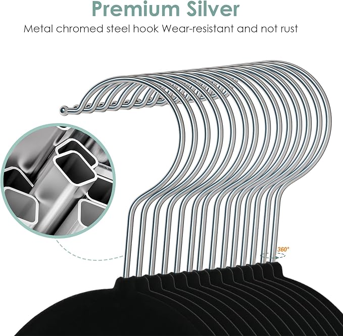 Velvet Hangers Space Saving Non Slip Pant Velvet Hangers, DUDUCOFU 4 Pack Black Multi Layer Clothes Hangers Closet Organizer for Pants Trousers Scarf