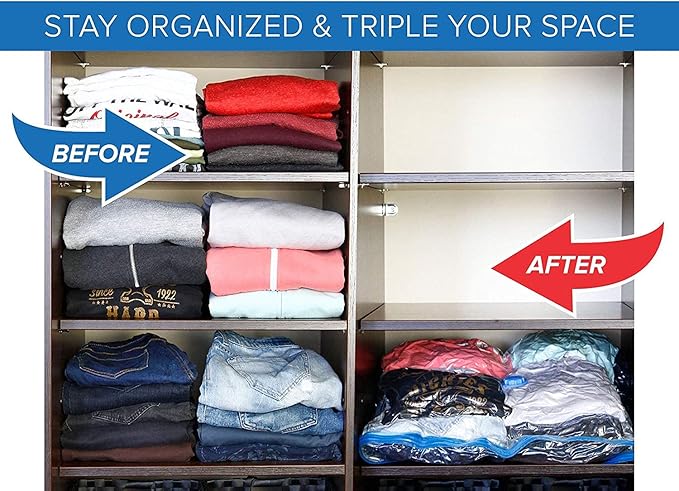 13 Combo Pack Vacuum Storage Bags (9 Large Size 36"X28" and 4 Travel Bags Size 24"X16") for Storage Organization