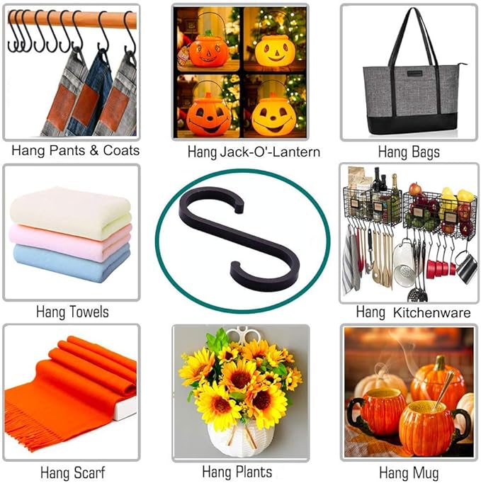 GAViA Heavy Duty S Hooks, S Shaped Hooks Hanging Hooks Matte Black S Hooks for Hanging Pots and Pans, Plants, Coffee Cups, Clothes, Bags, Towels in Kitchen, Bedroom, Office, Garden, Bathroom, 20 Pack
