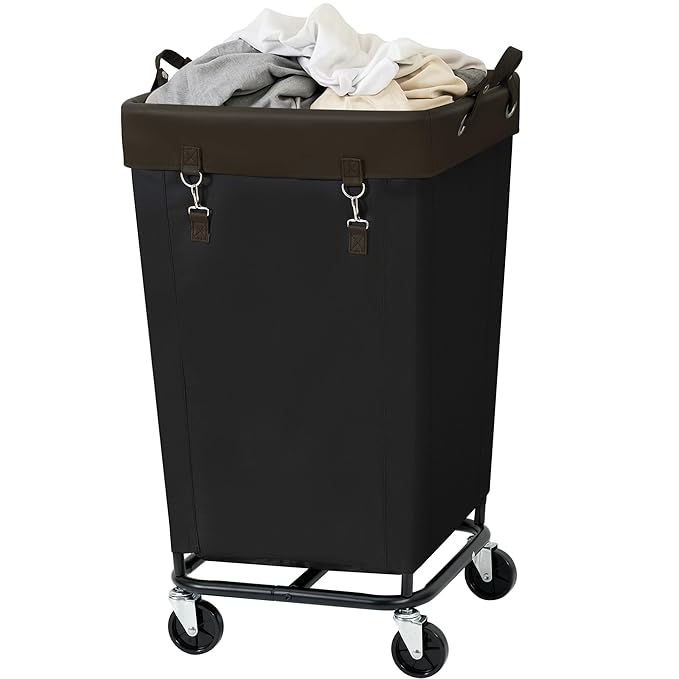 160L Rolling Laundry Basket With Wheels, Large 1-Section Laundry Hamper With Wheels and Removable Bag, Wheeled Dirty Clothes Laundry Basket Organizer For Dorm, Bathroom, Laundry, BK