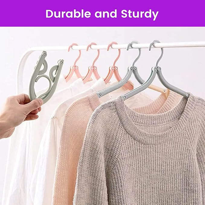 12 Foldable Travel Hangers with Clips, Folding Collapsible Clothes Hangers with Portable Clothesline, Cruise Camping Travel Essentials and Accessories - Black White Multicolor - 13 Piece Set