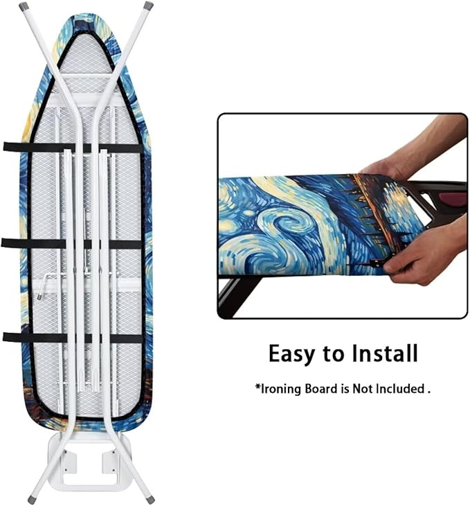 Flashideas Starry Night Ironing Board Cover and Pad- 52" x 13" Iron Board Cover with Padding Fits Standard Size, Iron Board Cover Accessories