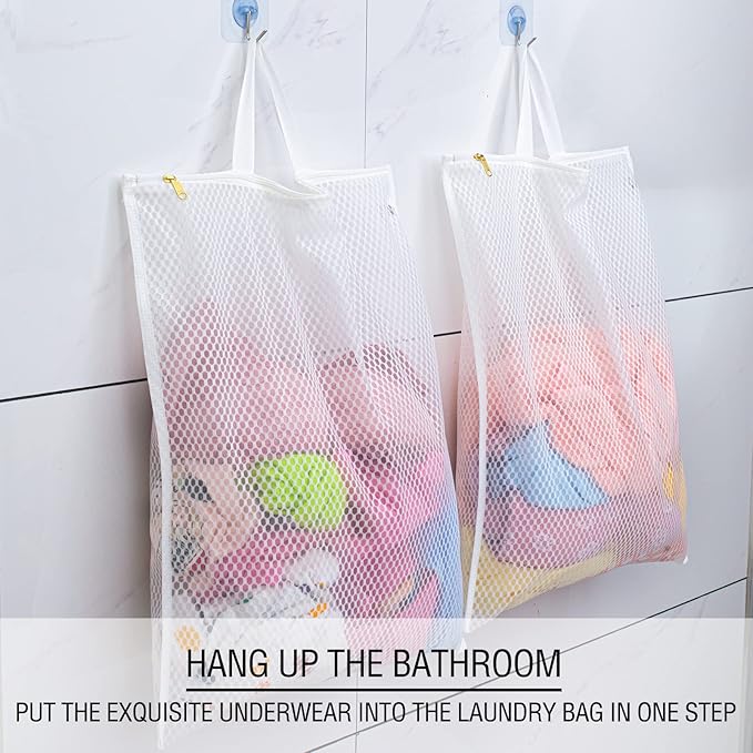 TENRAI Laundry Bag Mesh Wash Bag，Use YKK Zipper，Tote Bag Bathroom Hanging, Bra Fine Mesh Wash Bag for Underwear 3 Bags（3M Cellular Mesh ）