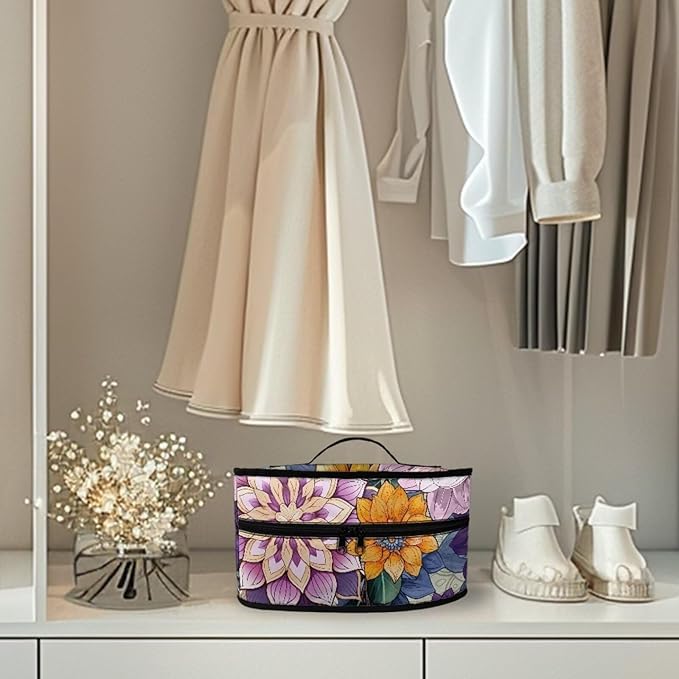 Floral Iron Portable Storage Bag Fits for Home Outdoor Reusable Colorful Clothes Iron Storage Case with Zipper Closure