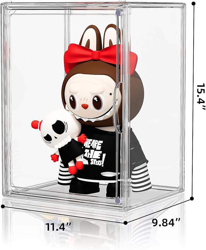 Clear Acrylic Display Case, Super Large Stackable Storage Bins Magnetic Attraction Lids, Acrylic Box for Collectibles, Figures, Cosmetic, Purse, Handbag, Wallet, 1 Pack,11.4x9.84x15.4 inch