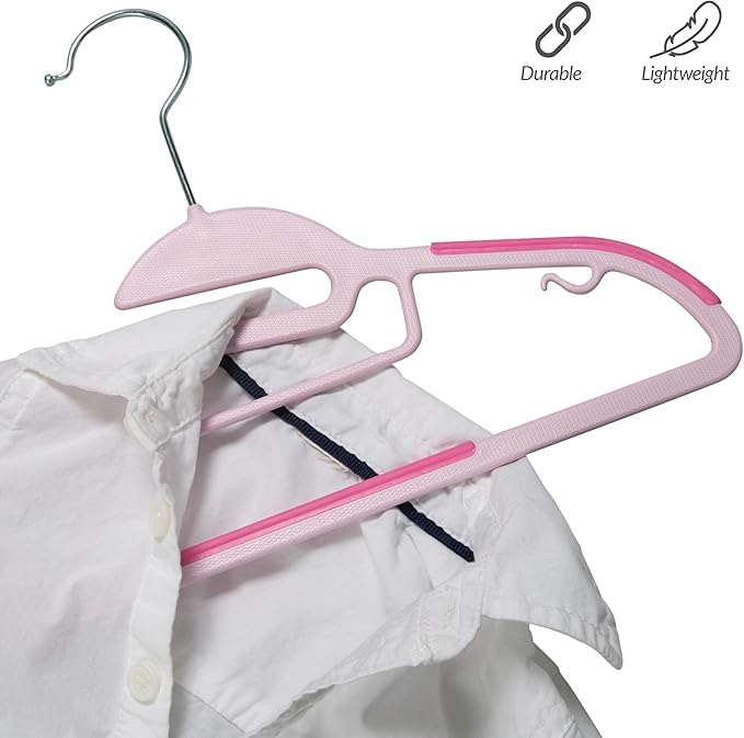 Simplify Kids 12 Pack Collar Ultimate Hangers, Non Slip Slim Space Savers, No More Stretching Baby Clothes, Pink, 3229-PINK