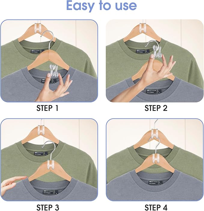 80Pcs Clothes Hanger Connector Hooks, Plastic Space Saving Heavy Duty Hanger Extender Clips for Closet Organizers, Clear