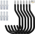 HORUSDY 6-Pack Heavy Duty Garage Storage Hooks, 6" Utility Wall Hooks for Tools, Ladders, Bikes, Hoses & Cords – Steel Garage Organizer Hooks for Wall Mount Storage Systems