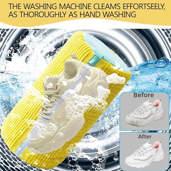 Shoe Washing Machine Bag, Laundry Shoe Bag for Washer and Dryer, Reusable Shoe Cleaning Bag for Sneakers, Tennis Shoes, With Self-locking Zipper, Microfiber Inside, Include Shoes Storage Bag