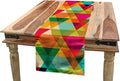 Lunarable Contemporary Table Runner, Colorful Geometric Pattern with Abstract Diamond Triangles Design Tile Art, Dining Room Kitchen Rectangular Runner, 16" X 72", Seafoam Fuchsia