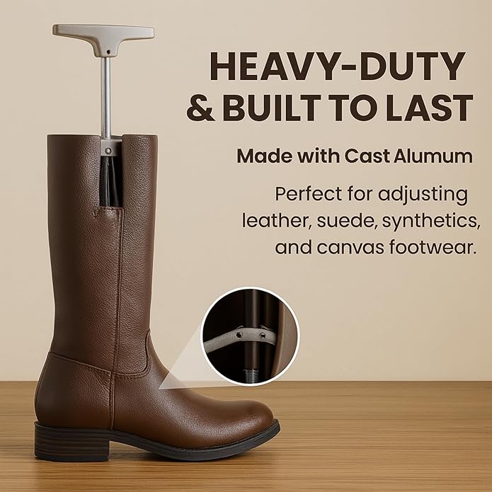 Boot Calf & Shaft Stretcher for Women & Men – Heavy Duty Metal Instep, Shaft & Leg Boot Expander – Cowboy, Tall, Leather, Western, Work, Hiking Boots – Wide Calf Boot Stretcher Tool