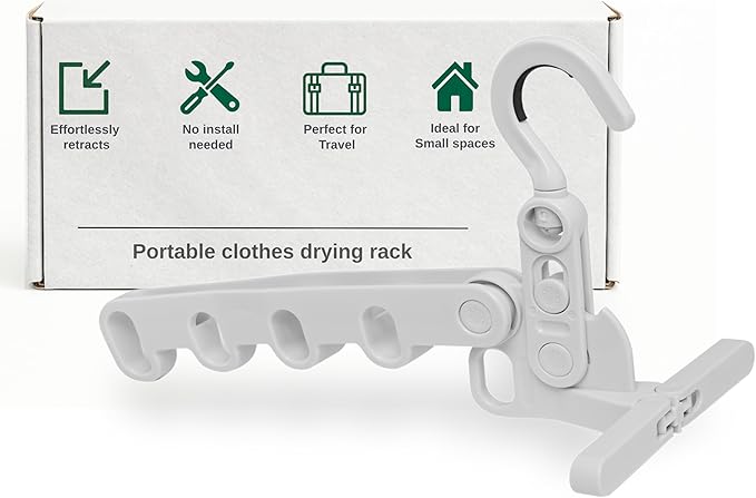 GorillaLine Go - Folding Clothes Drying Rack - Travel Essentials for Laundry - Portable and Collapsible with Hook - Clothes Rack Cruise Ship Essentials, RV, Traveling and Small Room