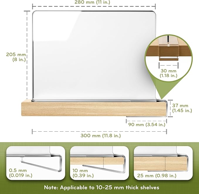Acrylic Shelf Dividers for Closet Organization, 6-Pack Premium Quality Reinforced Material Closet Organizers and Storage, Perfect for Purse, Sweaters, Towels, Shoes, and Books Organization