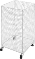 Rolling Laundry Basket Cart, Metal Laundry Hamper with Wheels, Laundry Organizer Basket Cart, Clothes Storage Organizer Hamper for Living Room,Bathroom,Closet (White, Square)