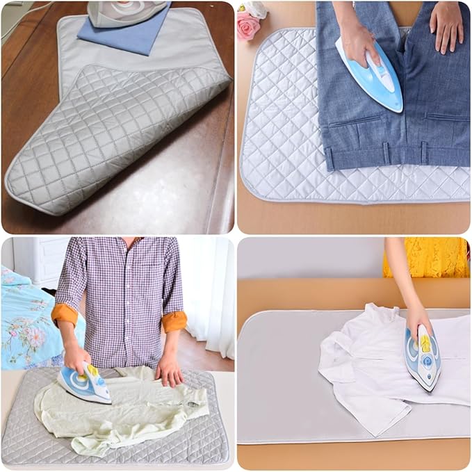 Ironing Mat Blanket Ironing Board Replacement, Iron Board Alternative Cover, Portable Travel Ironing Pad, Quilted Heat Resistant Ironing Pad Cover for Washer, Dryer, Table Top 33"X 19" (No Magnetic)