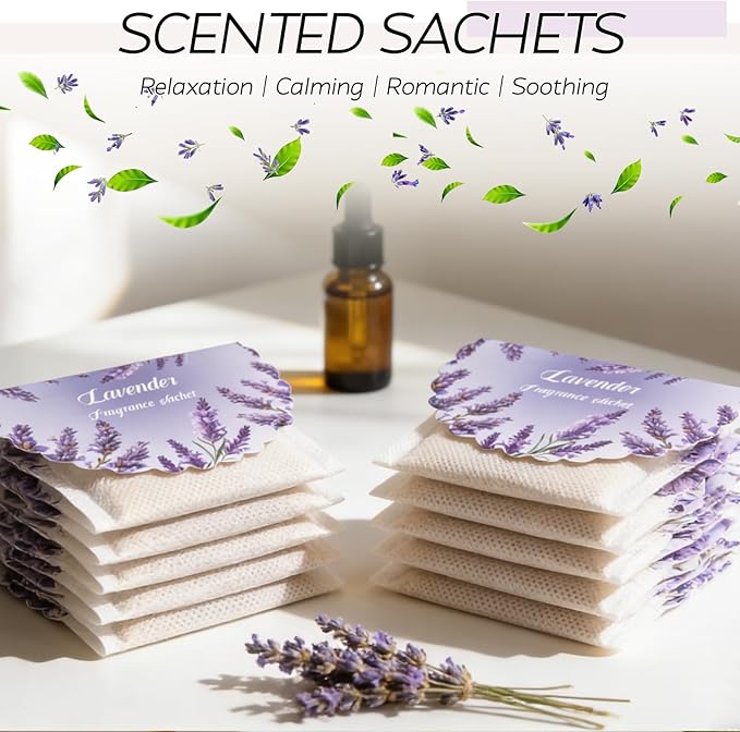 18 Pack Lavender Scented Sachet Bags for Drawer and Closet - Air Fresheners for Closet, Long-Lasting Hanging Fragrance Sachet for Wardrobes, Cars, Storage, Deodorizer Smell Goods for House