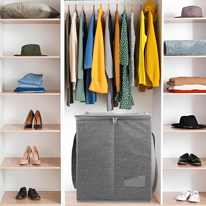 Clothes Hanger Organizer Bag-Rigid, Hanger Storage Containers with Lid, Large Hanger Holder Separate Triangle Hanger Caddy Organizer Box for Closet Tidier Laundry Rooms Wardrobe Drying Rack