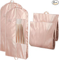 Garment Bags for Hanging Clothes and Travel with 4" Gusseted, Suit Cover for Clothes,Coats,Suit,Jackets,Dress,Shirts,Skirt. (Pink-48"-2pcs-Satin Fabric)