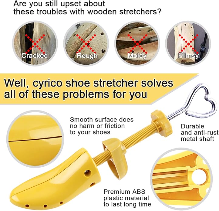 cyrico Shoe Stretcher Women 4-way Shoe Expander Widener Shoe Tree Shape for Wide Feet