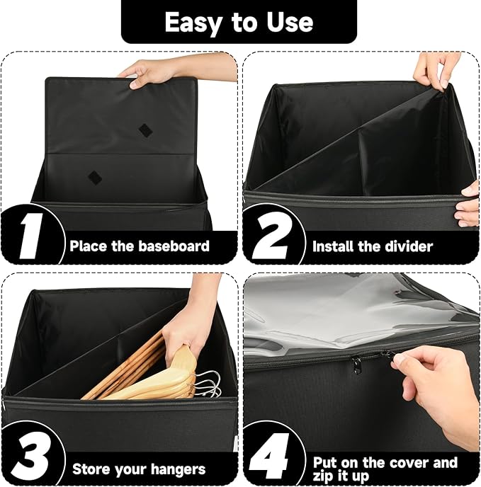 Clothes Hanger Organizer Holder, Rigid Hanger Storage Containers with Transparent Lid, Large Hanger Triangle Storage Bag, Waterproof Clothes Hanger Caddy Organizer Stacker to Keep Hangers Separate