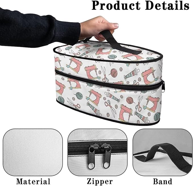 Sewing Machine Print Portable Iron Storage Bag,Dustproof Bag for Travel Mini Steam Iron Universal for Most Iron Home Decoration,Easy to Carry(Bag Only)