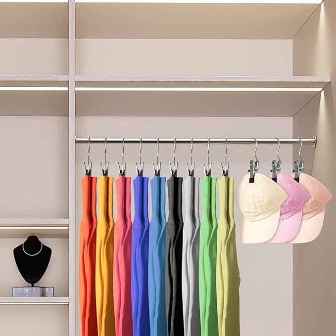 20 Pack Pants Hangers for Closet, Leggings Organizer Metal Clips with Rubber Coated, Holds Pants, Hat, Space Saving Closet Organizers and Storage