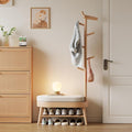 AQIMUELE Shoe Bench Entryway,Coat Rack with Shoe Storage, Coat Rack and Shoe Rack, Wooden Narrow Shoe Bench（Natural）