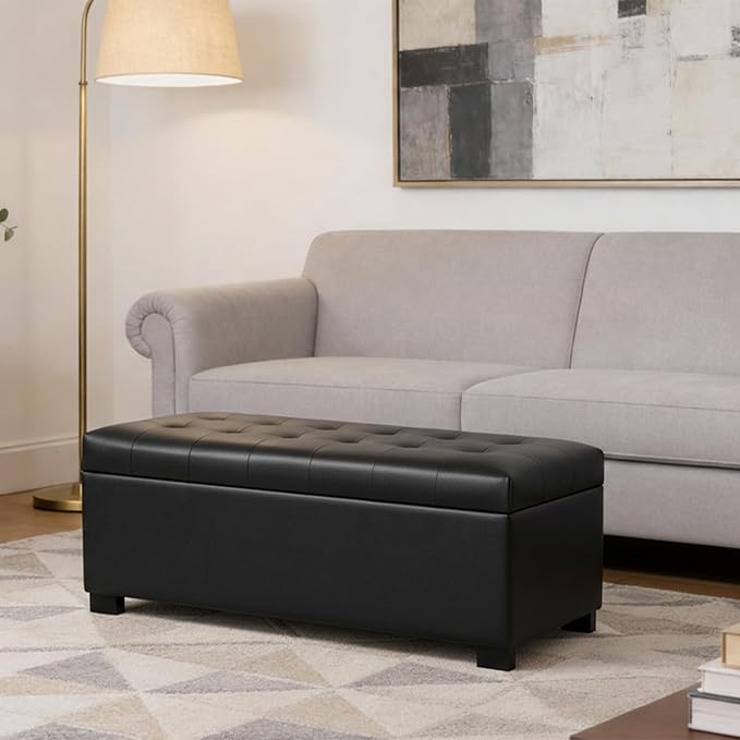 HomePop Large Tufted Storage Bench - Classic Black