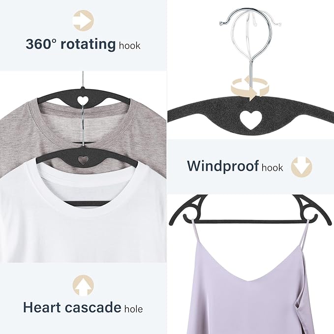 IEOKE Velvet Hangers 30 Pack: Felt Clothes Hangers Heavy Duty Shirt Sweater Hangers No Shoulder Bump Non Slip Slim Thin Coat Hangers for Closet - Black/18 XL