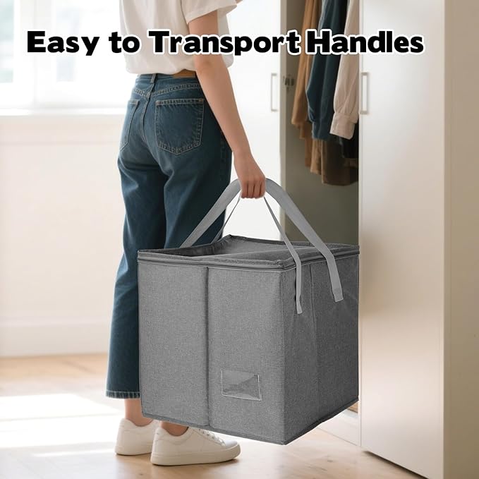 2 Pack Clothes Organizer Bag-Rigid Containers with Lid, Large Hanger Holder Separate Triangle Hanger Caddy Organizer Box for Closet Tidier Laundry Rooms Wardrobe Drying Rack (2)
