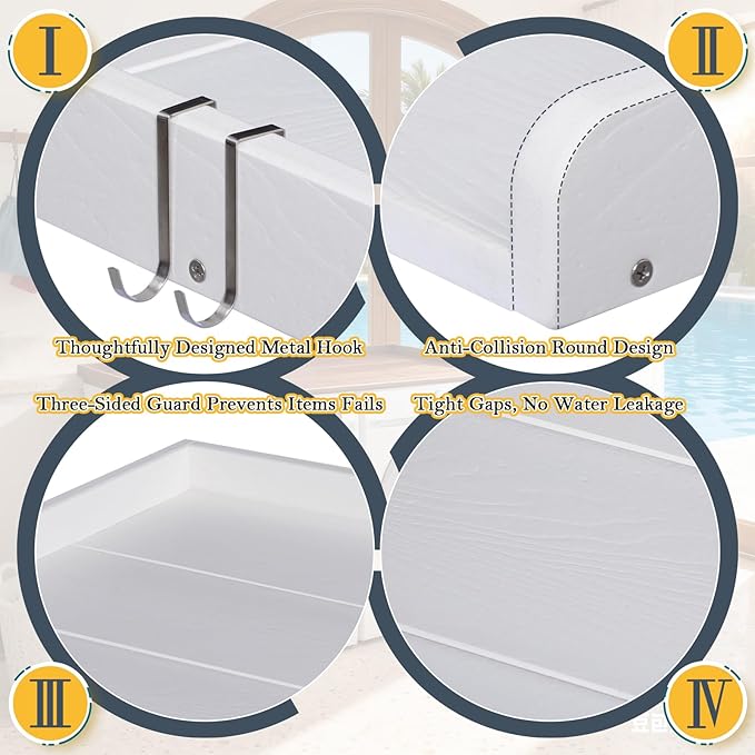 HDPE Washer Dryer Countertop, 54" x 27" Laundry Countertop with 2 Hooks & Non-Slip Pads, Washer and Dryer Topper for Laundry Room Organization, No-Installation (White)