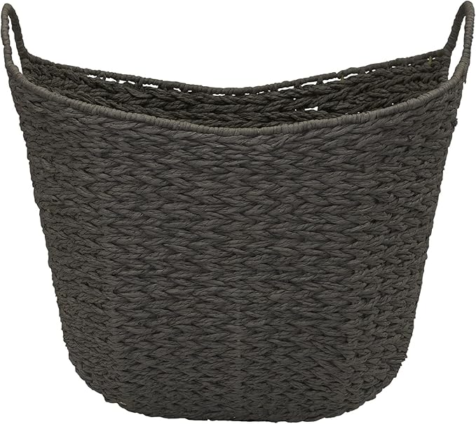 Household Essentials Paper Rope Basket with Handles, Natural Woven Woven Storage Basket, Great for Decoration or Organization