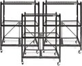 Origami 3-Pack General Purpose Foldable 3-Tier Shelf Storage Rack & Wheels, R3, Black