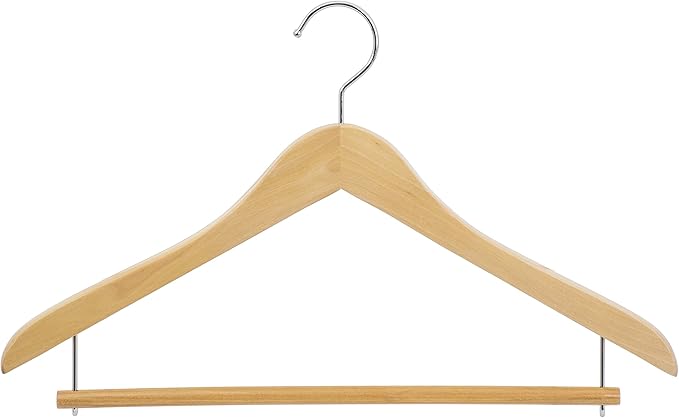 Sawafuji AWT-343-5P Clothes Hangers, Natural, Approx. Width 17.3 x Depth 0.6 x Height 10.6 inches (44 x 1.5 x 27 cm), Wooden Hangers, Pack of 5