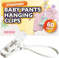 HASHI Baby Clothes & Pants Clips, Non-Slip Hanger Clips with Strong Grip, Space-Saving Organizer for Baby & Toddler Laundry, Closet, Socks, Stroller, Travel & Drying Rack (60, Standard)