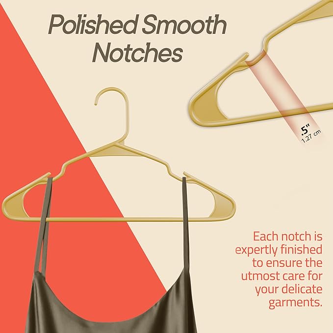 Plastic Clothes Hangers – Heavy Duty Hanger Set, for Organizing Clothes, Dresses, and Coat, Holds Up to 5 lbs, Space-Saving Hangers with Non-Slip Shoulder Grooves, Pack of 10, Yellow