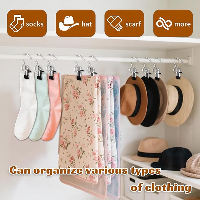 20 Pack Metal Clip Hangers Heavy Duty Single Hanger Clips for Closet Boot Hanger Clips for Wardrobe Travel Scarf Socks Gloves Hats