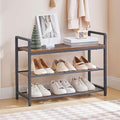 HOOBRO Shoe Bench, 3-Tier Shoe Rack Entryway Bench, 29.5" L Shoe Storage Bench with Metal Handles, Industrial Shoe Organizer for Hallway, Space Saving, Mesh Shelves, Rustic Brown and Black BF32HX01