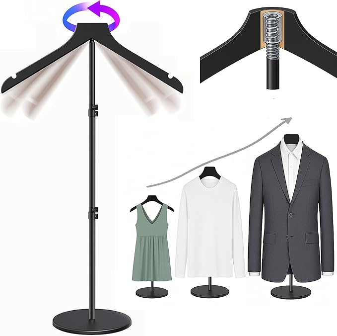 T Shirt Stand Display 19-44.5 Inch,Height Adjustable for Long Short Clothes Dress, Boutique Display Mannequin for Store, Closet, Photoshoot, Exhibition, Vendors Shop, Parties (Black, 44.5inch 1pcs)