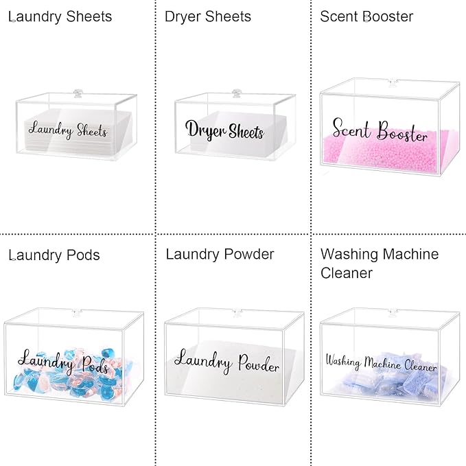 Generic VOTLEVT Acrylic Dryer Sheets Holder and Laundry Pods Container Set, Laundry Room Organization and Storage, Dryer Sheet Container and Laundry Pods Holder Set, XiYiNingZhuHe002